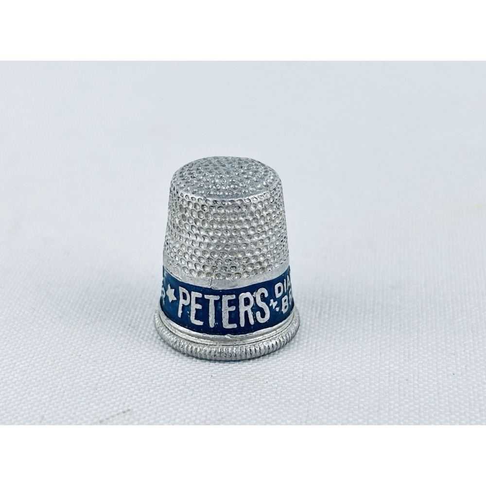 Vintage Small Metal Advertising THIMBLE Peters Shoes Diamond Brand Sewing